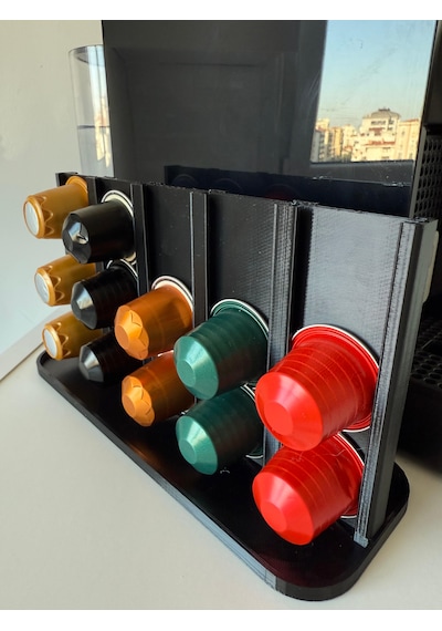 Kapsül Kahve Tutucu Dekoratif Standı 30 Kapasiteli Nespresso Uyumlu Siyah