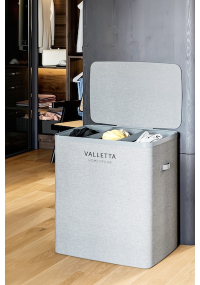 Paloma 120l Üç Yıkanabilir Bölmeli Katlanabilir Kumaş Kirli Çamaşır Sepeti Light Gray Xl