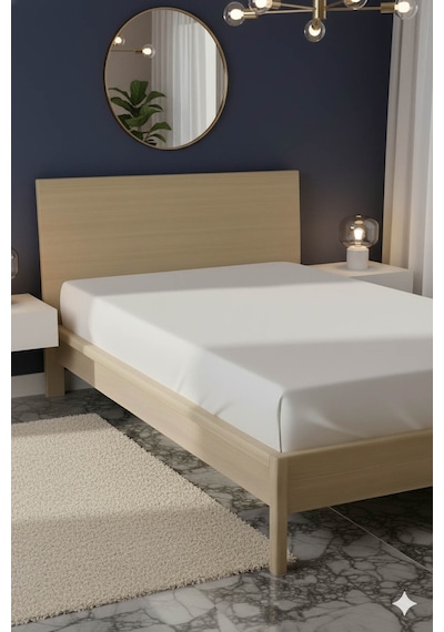 %100 Pamuk Ranforce Premium Tek Kişilik Lastikli Çarşaf - Beyaz Beyaz