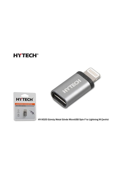 Hytech Hy-Xo25 Gümüş Metal Micro Usb 5Pin F To Lightning M Çeviri