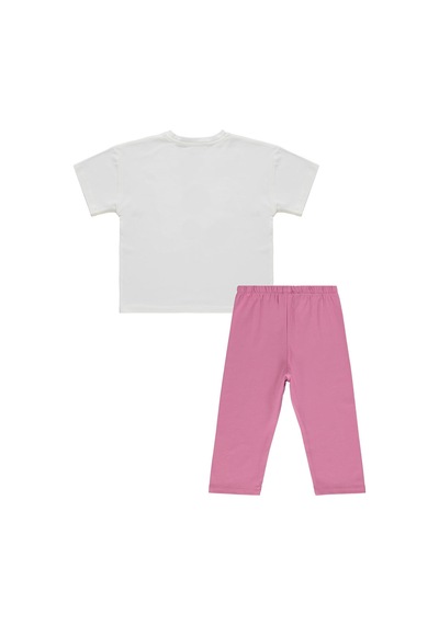 Civil Girls Kız Çocuk Kelebek Nakışlı 6-9 Yaş Takım - Ekru-soft Pembe