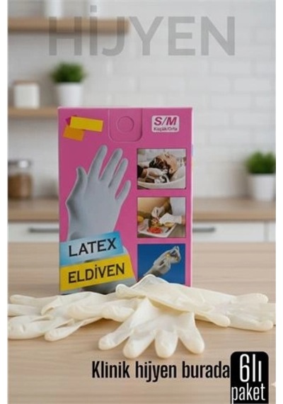 Transformacion 6'lı Kutulu Latex Eldiven Hijyenik, Esnek Ve Çok Amaçlı Kullanım İçin 722247