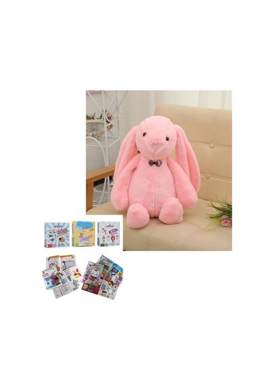 Uyku Arkadaşım Papyonlu Uzun Kulak 65 Cm Peluş Tavşan Ve Eğitici Eğlenceli Etkinlik Seti 001