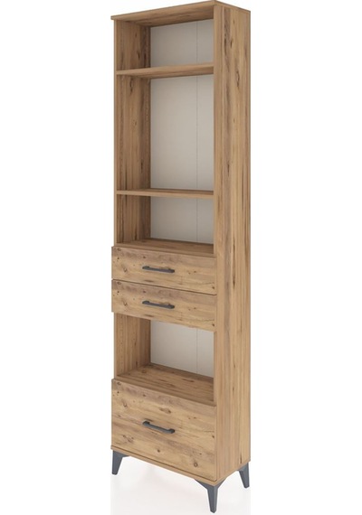 Arges Dolap 4 Raflı 3 Çekmeceli 60x30x221 Çam-çam Çam