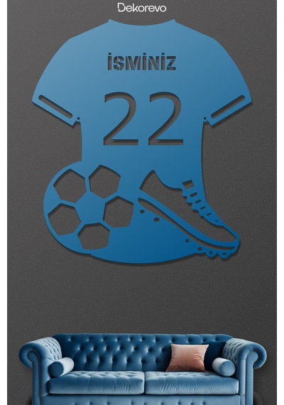 İsme Özel Forma Tasarımlı Metal Duvar Tablosu - Metal Duvar Sanatı - Mavi - 30 X 30 Cm