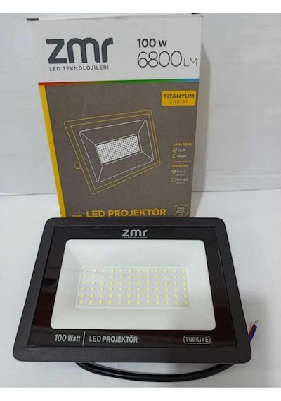 Zmr Zmr312s65 Led Projektör 100 Watt Ultra Slim Kasa 220v 6500k Beyaz Işık
