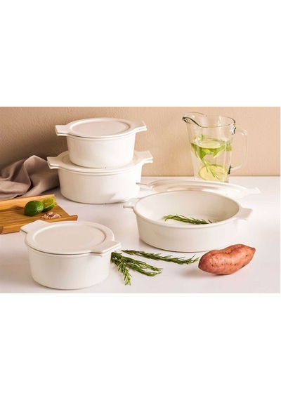 Porland Cookland Isıya Dayanıklı Beyaz  Tencere Takımı 6 Parça