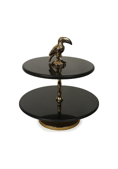 Vitale Granit Metal Kuşlu Katlı Servis Standı Ak.ja0235