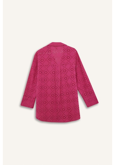Defacto Regular Fit Pamuklu Brode Plaj Gömleği C0506AX24SM Pembe