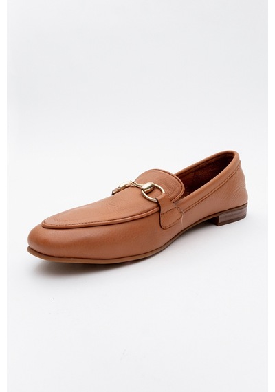 Luvishoes Luvi Shoes Trexıe Taba Cilt Hakiki Deri Tokalı Kadın Loafer Ayakkabı Taba Deri