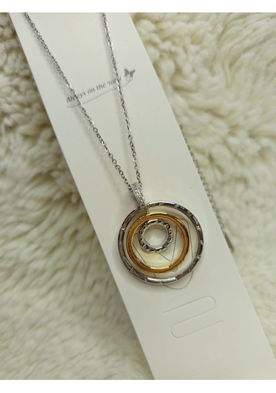 Beren Aksesuar Stainless Steel Evren Çelik Kolye Gold - Gümüş