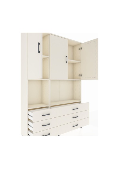 Arges Dolap 6 Raflı 6 Çekmeceli 3 Kapaklı 132x30x195 Aytaşı-a... Aytaşı