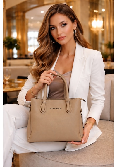 Just Polo Kadın Günlük Veya Özel Kullanıma Uygun Ayarlanabilir Askılı Lüks Tasarım El Ve Omuz Çantası Shopper Vizon