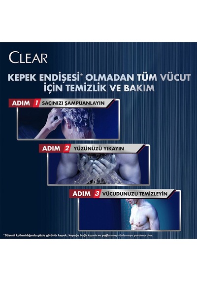 Men 3 In 1 Şampuan & Duş Jeli Arındırıcı Kömür Saç Yüz Vücut Için 350 Ml X3