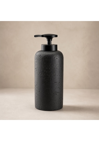 The Voguemaxima Siyah Xl Taş Dokulu Sıvı Sabunluk 9x24 Cm