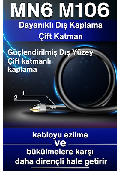 Mn6 M106 Cat6 Utp 0.50mm İletken Ethernet Kablosu 305 Metre, Dış Mekan Uv Korumalı Çift Katmanlı Pe+pvc İnternet Kablosu 305 M