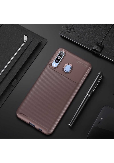 Samsung Galaxy Uyumlu M30 Kılıf Focus Karbon Kamera Korumalı Silikon Kılıf