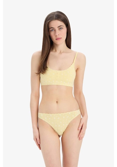 Defacto Kadın 2li Takım Desenli Seamles Kumaş Bralet Külot-fall İn Love E6601ax25smyl118 Sarı