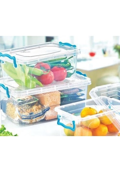 30 Litre Kilitli Kapak Dikdörtgen Kiler Saklama Kabı 48x31 H:29cm Her Gıdaya Uygun Sağlıklı Plastik Çok Renkli