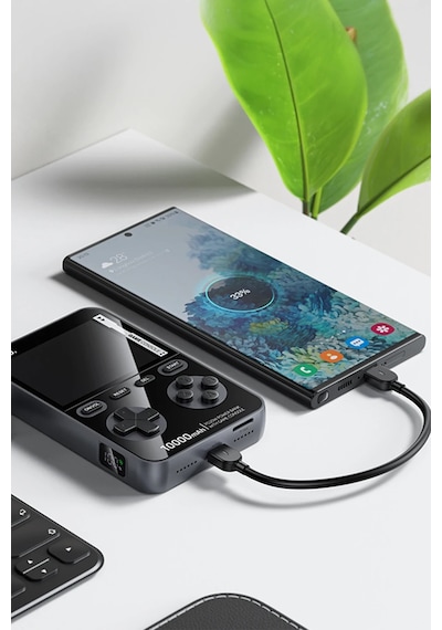 Hoco. Q47 Shine 10.000 Mah Pd 20w Dahili Retro Oyun Konsollu Powerbank - Siyah Siyah