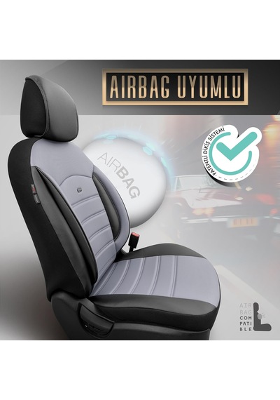 Tr Inspire Design Premium Deri Ekstra Destekli Universal Oto Koltuk Kılıfı Tam Set Füme-siyah Genel