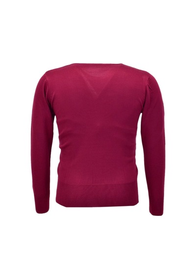 Kadın Sıfır Yaka Spor Kazak Bgl-st04085 Bordo