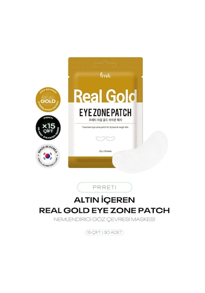 15 Çift Nemlendirici Aydınlatıcı Altın İçeren Göz Altı Maske Seti Real Gold Eye Zone Patch