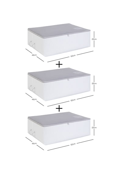 Ocean Home Textile 3'lü Büyük Boy Gri Renk Stuff & Things Baza Altı Hurç Set