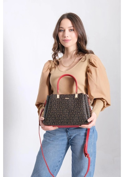 Just Polo Kadın Yeni Sezon El Ve Omuz Çantası Ebat 22x29 Cm Kahve Kırmızı