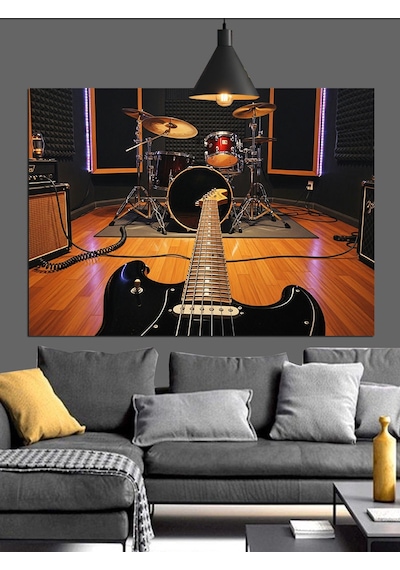 Müzik Aletleri Modern Sanat Dekoratif Kanvas - Mdf Ahşap Tablo
