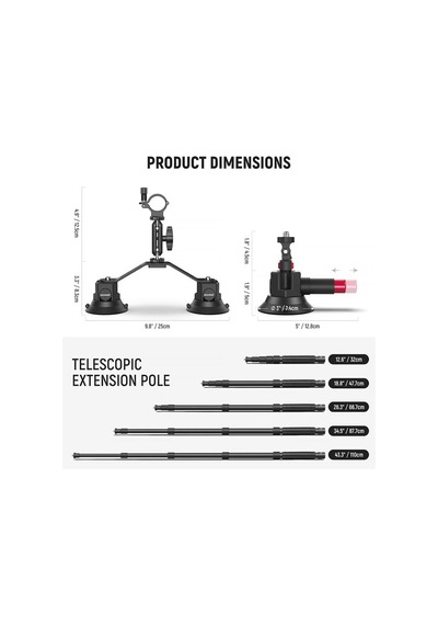 Neewer Ca065 Triple Suction Cup Car Mount