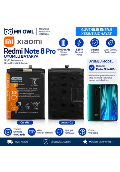 Xiaomi Redmi Note 8 Pro Bm4j Uyumlu 4400 Mah Batarya Pil