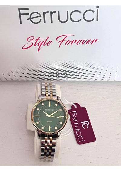 Ferrucci Fc59875 Retro Model Sade Şık Çelik Kordon Ve Kasa Kadın Kol Saati+bileklik Hediye Altın - Gümüş