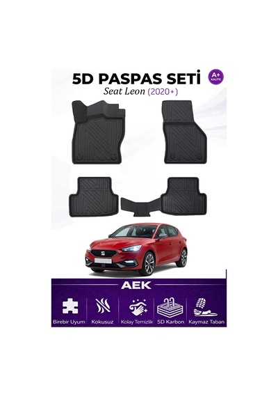 Seat Leon 2020+ Otomatik Araca Özel Havuzlu "karbon" Paspas Takım