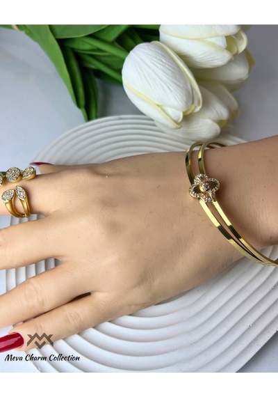 Marka Yonca Figürlü Zirkon Taşlı Çelik Ajda Charmı / Kolye Ucu Gold