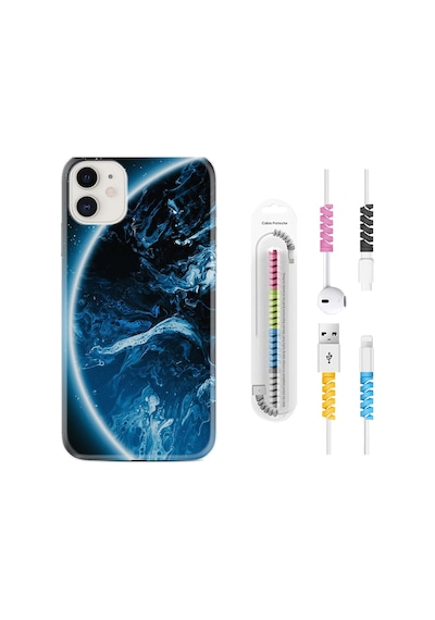 Apple Uyumlu iPhone 12 Mini Kılıf Kablo Koruyuculu Blue Planet 1610
