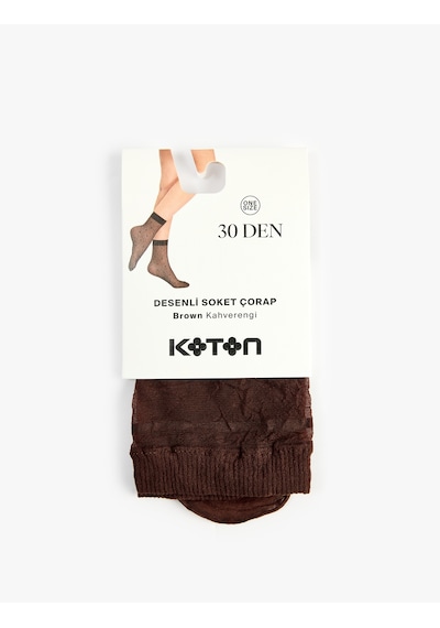 Koton 30 Den Desenli Soket Çorap Kahverengi 7wak81129aa Kahve