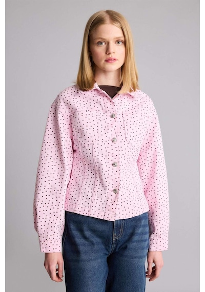 Defacto Regular Fıt Gömlek Yaka Gabardin Pembe Ceket H5733ax26smpn440 Pembe-pn440