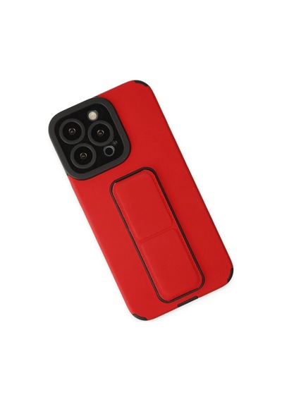 Apple İphone 13 Pro Kılıf Mega Standlı Silikon - Kırmızı 0.2M-Çok Renkli