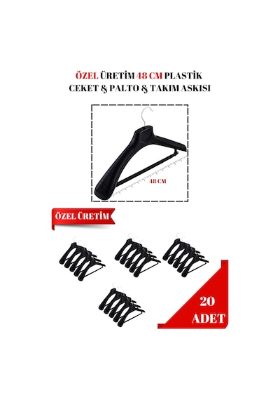 Ceket Askısı 48 Cm Özel Üretim Palto Takım Askısı 20 Adet Diğer