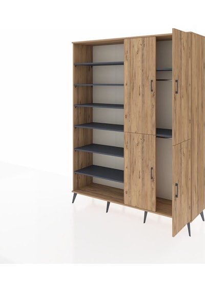 Hyperion Gardrop 8 Raflı 4 Kapaklı 2 Askılı 176x44x221 Çam-çam/antrasit Çam/antrasit Hyperion Gardrop 8 Raflı 4 Kapaklı 2 Askılı 176x44x221 Çam-çam/antrasit Çam/antrasit