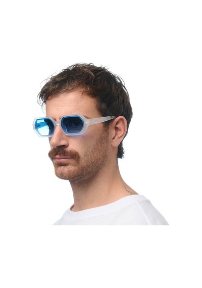 Okkia Andrea Altıgen Unisex Güneş Gözlüğübeyaz / Lens : Mavi Beyaz