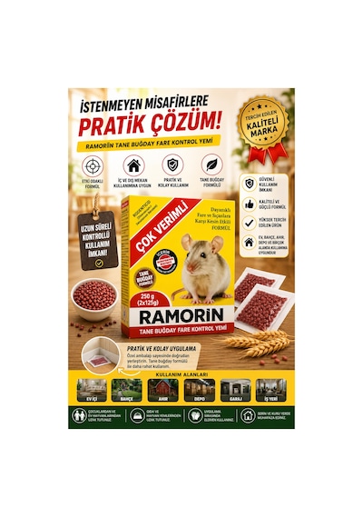 Tane Buğday Fare Kontrol Yemi 250 Gr Pratik Kullanım