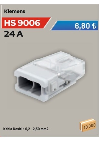 2 Li Tırnaksız Klemens Hs 9006 15 Adet