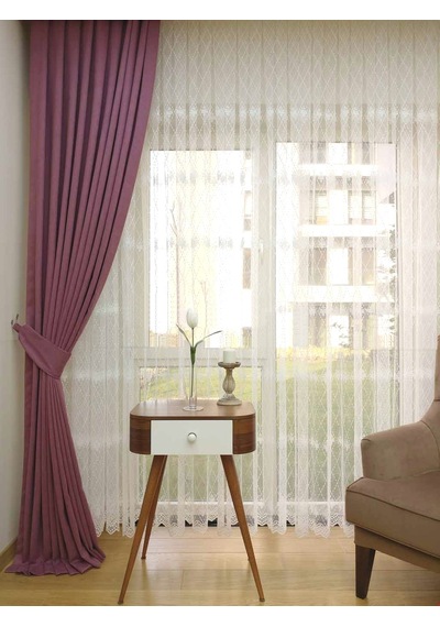 Decoperde Koyu Lila Ada Fon Perde Pilesiz Extraforlu Düz Dikim Büzgü Pile