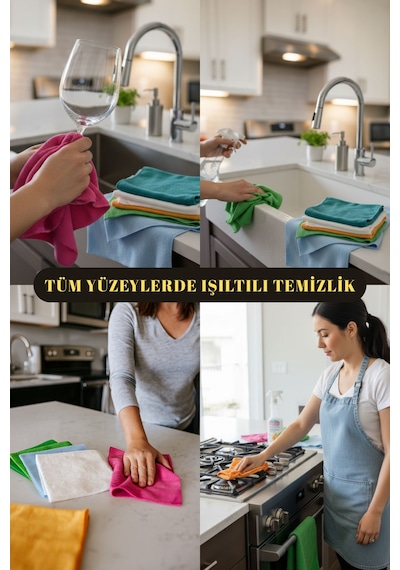 Mikrofiber Çok Amaçlı Genel Temizlik Bezi 6 Lı Set 40x40cm Renkli Mutfak Ev Araba Bezi Karışık