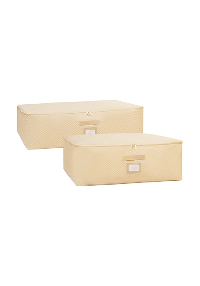 Ocean Home Textile 2'li Bej Balıksırtı Baza Altı Hurç Set