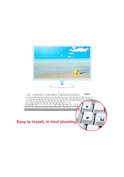 Siyah Rusça Şeffaf Klavye Etiketi Black Transparent Russian Keyboard Sticker 3m