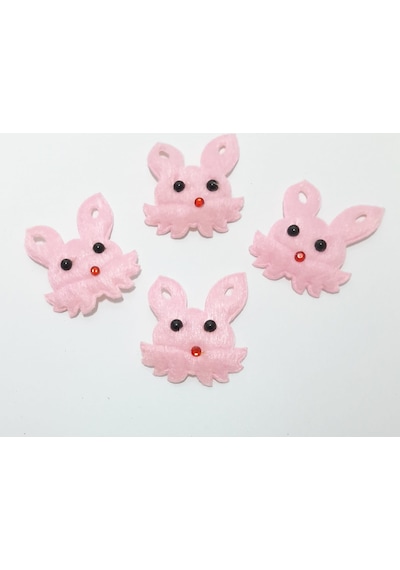 Tavşan Pembe Süsleme Kumaş Sticker 25 Adet Pembe