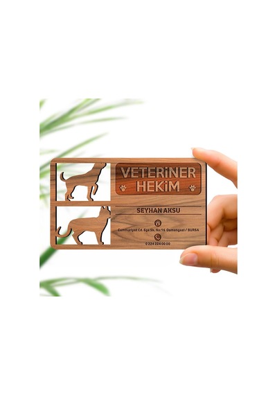 Kişiye Özel Mesleki veteriner Hekim Ahşap Kartvizit (Model 2-4) 5